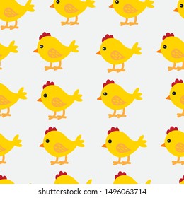 Seamless Pattern design cute chicks on a white background. cute chicks Pattern Vector. Illustration Art