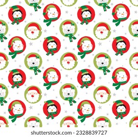 seamless pattern design with cute christmas character