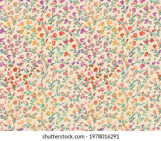 Seamless Pattern Design With Cute Flowers Liberty Style For Textiles, Fashion And Decoration