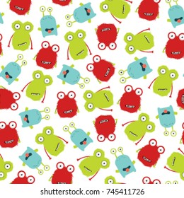 Seamless pattern design with cute monsters