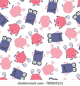Seamless pattern design with cute monsters