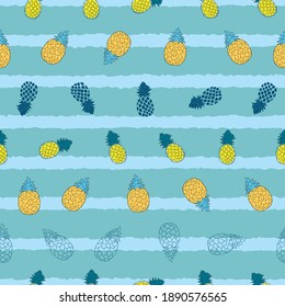 Seamless pattern design cute pineapples