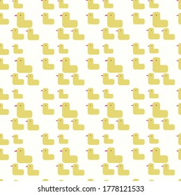 Seamless pattern design with cute yellow retro ducks on white background. Perfect for fabric, textile, kids fashion. Surface pattern design.
