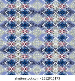 Diseño de patrón sin fisuras decoración estilo vintage azul océano blanco decoración elegante vivir moderno nueva colección clásico colorido