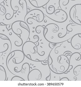 Seamless pattern design with detailed Iznik style floral motifs drawn freehand on digital tablet, elegant flourishes repeating surface pattern for web and print use.