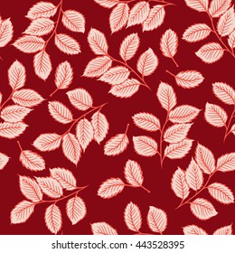 Seamless pattern design with digital drawings of leaves. Nature, ecology, vintage concept shabby chic repeating vector background for web and print use
