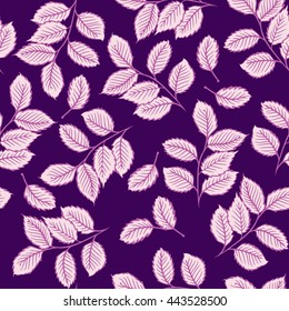 Seamless pattern design with digital drawings of leaves. Nature, ecology, vintage concept shabby chic repeating vector background for web and print use