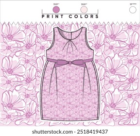 seamless pattern design with dress template