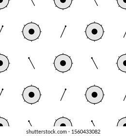 
seamless pattern design drum and stick abstract white background. wallpaper and ready to be printed on fabric.
