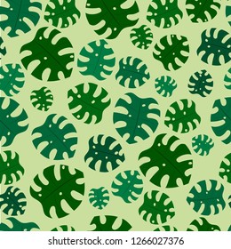 Seamless pattern for design fabric, wallpaper, paper. Simple cute leaves of tropical plants. Vector illustration.