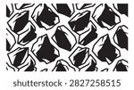 Seamless pattern design featuring black jagged stone shapes on white background for creative surface decoration and graphic assets