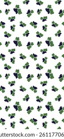 Seamless Pattern Design Featuring Grapes and Green Leaves on White Background