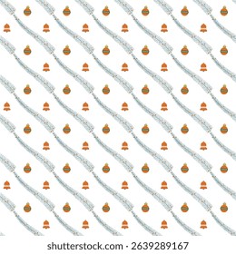  seamless pattern design featuring holiday-themed elements, such as colorful ornaments, bells, and decorative pine branches, perfect for seasonal designs, gift wrapping, and creative print projects.