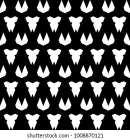 Seamless pattern design with figures. Bows background. Image with repeated shapes. Mosaic motif. Ethic embroidery wallpaper. Ornamental illustration. Digital paper for textile print. Vector art.