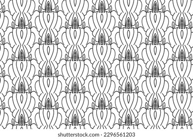 Seamless pattern design with floral and geometric ornament.