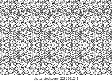 Seamless pattern design with floral and geometric ornament.