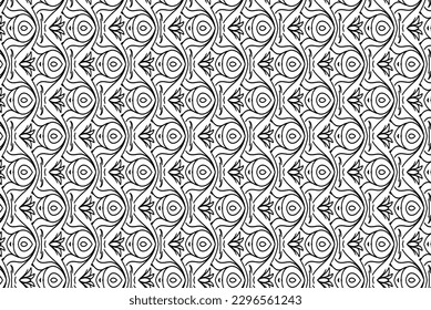 Seamless pattern design with floral and geometric ornament.