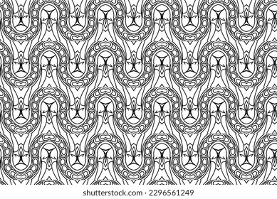 Seamless pattern design with floral and geometric ornament.