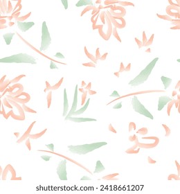 Seamless pattern design, flower motif brush style