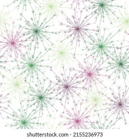 Seamless pattern design with flying dandellion seeds Tender flying dandelion flowers on a white.