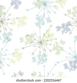 Seamless pattern design with flying dandellion seeds  Stylish repeating texture. Cute pastel print.
