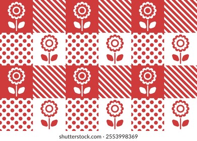 Seamless pattern design with geometric and abstract. seamless pattern flower, dot, shapes, circle, square. design for fabric, cotton, wallpaper, satin, carpet.	