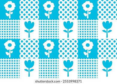Seamless pattern design with geometric and abstract. seamless pattern flower, dot, shapes, circle, square. design for fabric, cotton, wallpaper, satin, carpet.	