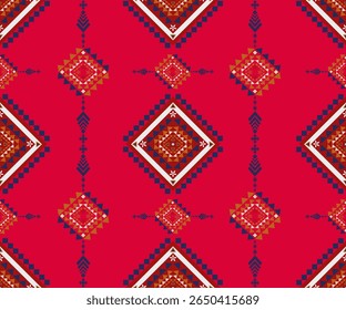 
motif harmonieux motif géométrique natif américain motif navajo motif tribal arabe triangle tissu indien turc africain ethnique vactor rouge blanc bleu design pour le textile et les vêtements