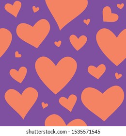 Seamless pattern design. Halloween autumn decoration with hearts in vector