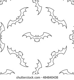 Seamless pattern, design halloween bat vector. Graphics for your creativity. The idea of wrapping paper for a gift. Print on T-shirt. Contour on a white background.