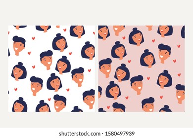 seamless pattern design with happy boy and girl