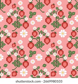 Diseño de patrón sin fisuras que destaca las fresas