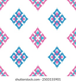 seamless pattern design iin ikat style for fabric printing