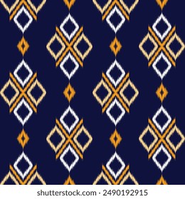 seamless pattern design in ikat style on dark background