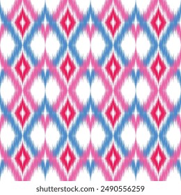 seamless pattern design in ikat style on white background