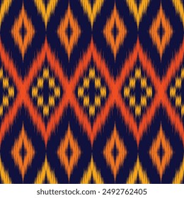 diseño de patrón sin costuras en estilo ikat para impresión de tela