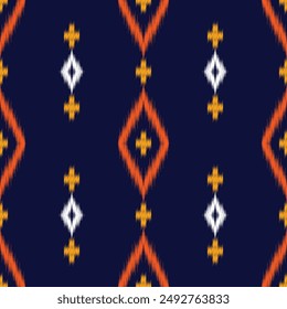 seamless pattern design in ikat style for fabric printing