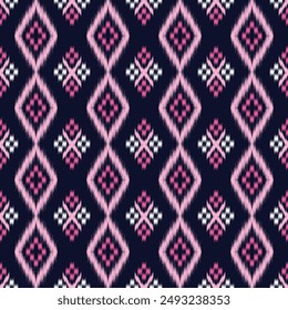 seamless pattern design in ikat style for fabric printing