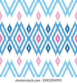 seamless pattern design in ikat style for fabric printing