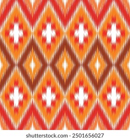 Diseño de patrón sin costuras en estilo Ikat para impresión de tela