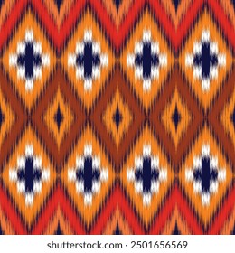 seamless pattern design in ikat style for fabric printing