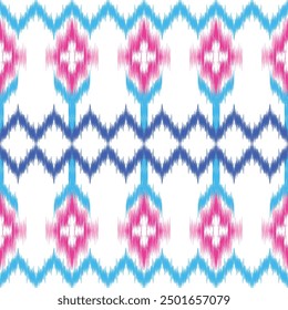 seamless pattern design in ikat style for fabric printing