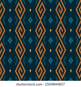 Diseño de patrón sin costuras en estilo Ikat para impresión de tela