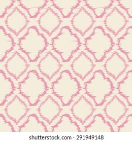 Seamless pattern design in ikat style, perfect for fabric prints, object surfaces, web backgrounds etc. Fully editable eps vector.