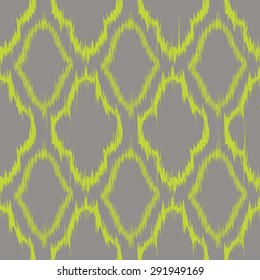 Seamless pattern design in ikat style, perfect for fabric prints, object surfaces, web backgrounds etc. Fully editable eps vector.