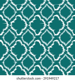 Seamless pattern design in ikat style, perfect for fabric prints, object surfaces, web backgrounds etc. Fully editable eps vector.