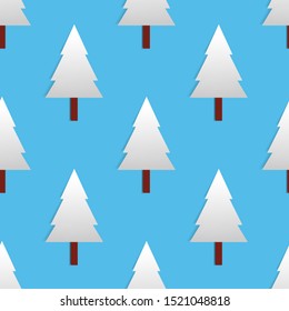 
seamless pattern design illustration of a snowy christmas tree. blue background. design for the needs of Christmas and new year. simple design ready to print.