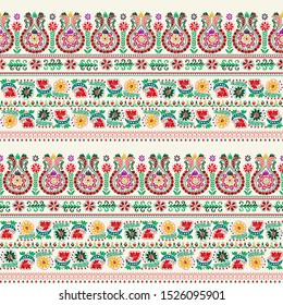 Seamless pattern design inspired by traditional Hungarian embroidery