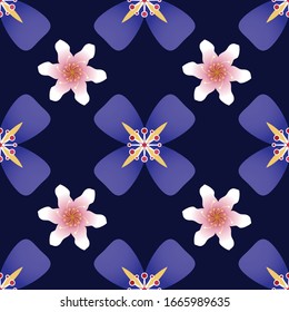 Seamless pattern design was inspired by colourful flowers. Vector illustration.