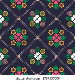 Seamless pattern design inspired by traditional Hungarian embroidery